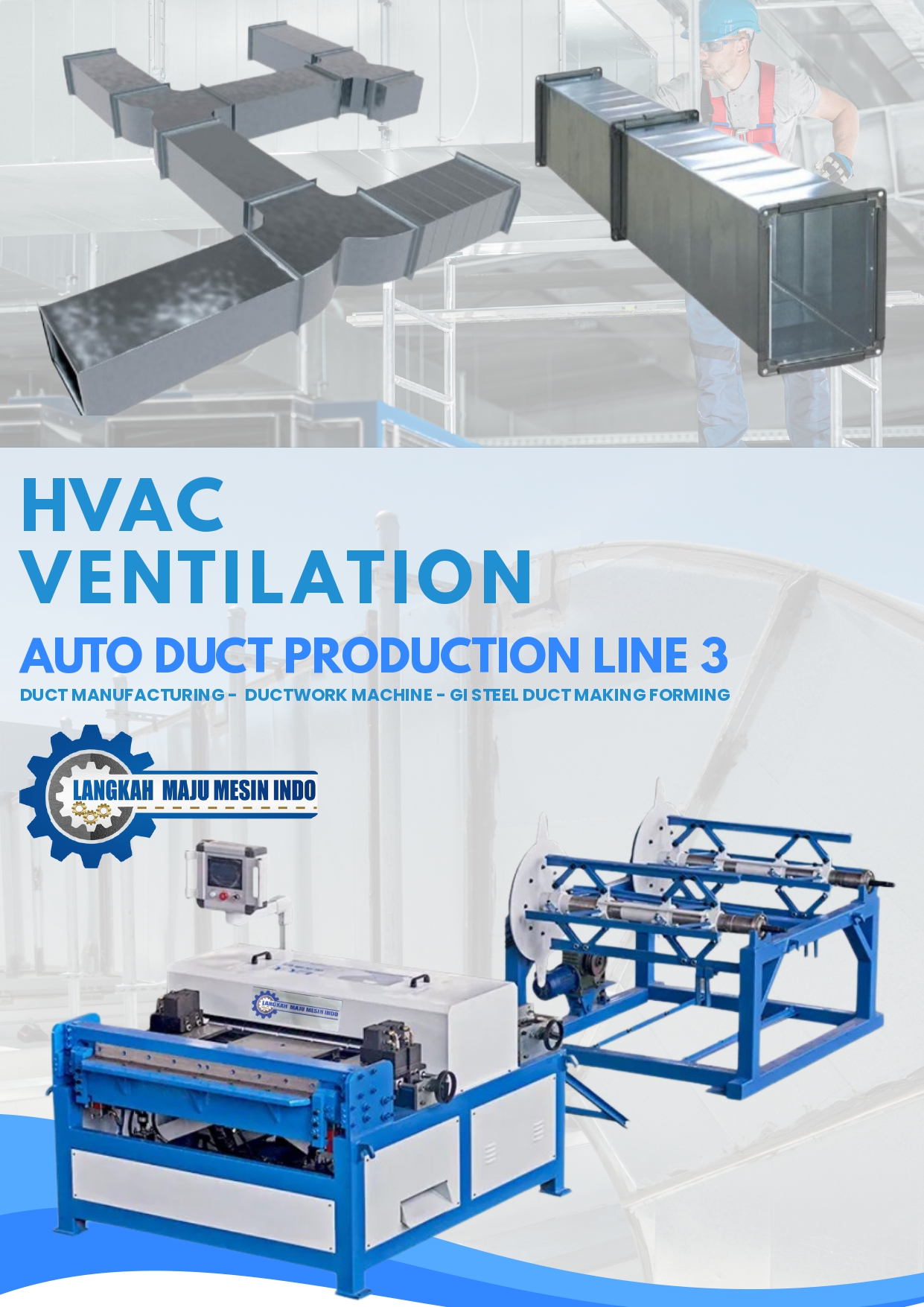 Auto Pipe Duct 3 Line HVAC Production Machine