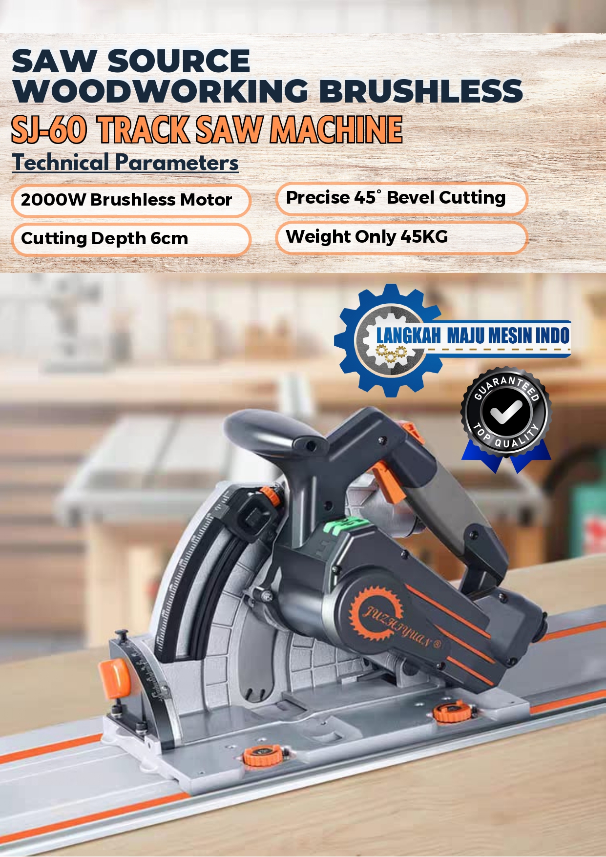 SJ-60 Track Saw Machine / Wood Cutting