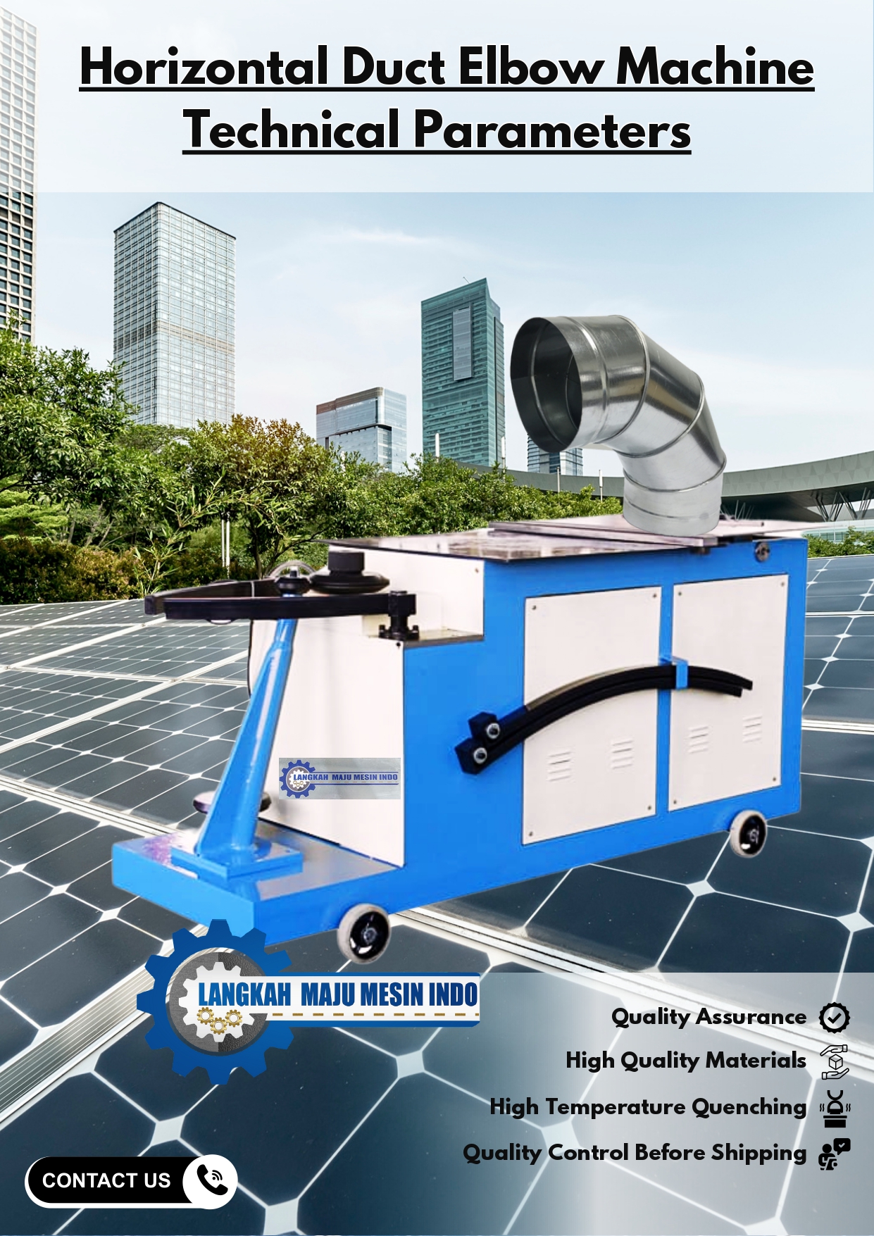 Horizontal Ducting Elbow Machine Technical Parameter