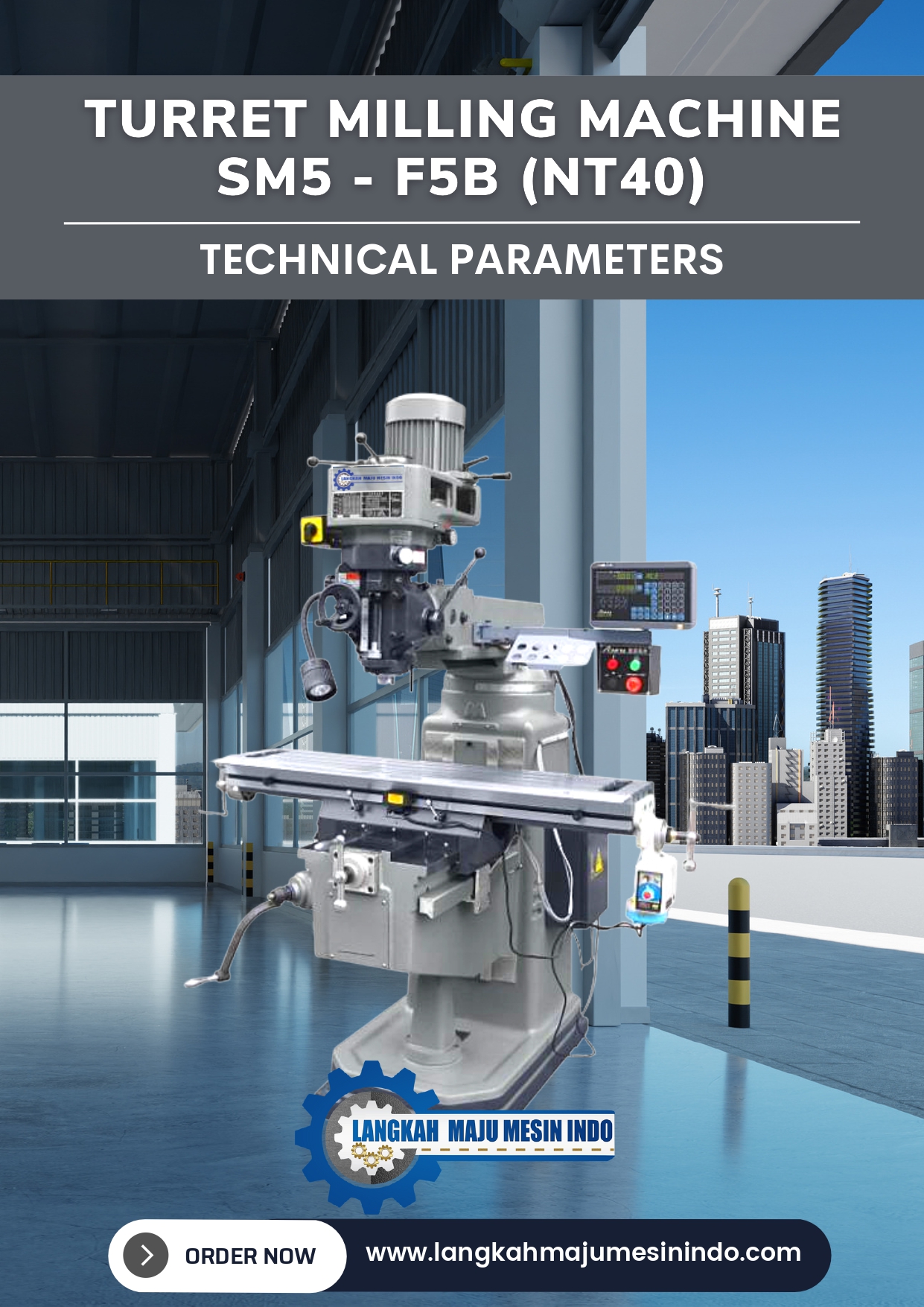 Mesin Milling SM5 NT40 Turret Milling Machine 5HP Milling Mesin